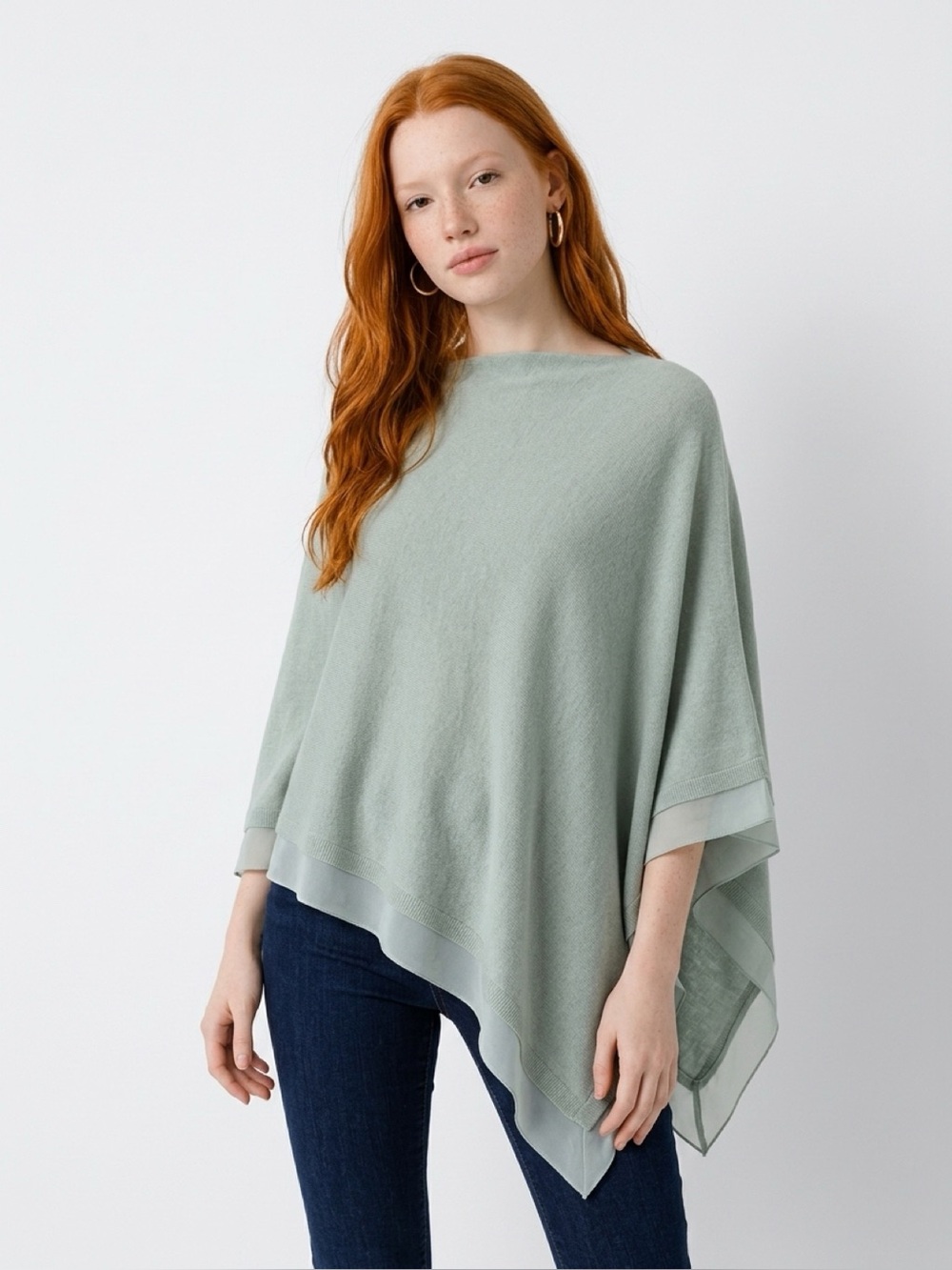 NWT Paul Costelloe Living Studio Poncho Chiffon Trim Detail